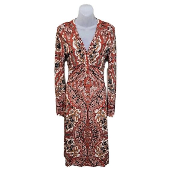 ETRO $1320 Elba Long Sleeve Midi Dress EUR 42 US 10 Luxury Italian Designer Boho - Picture 2 of 16